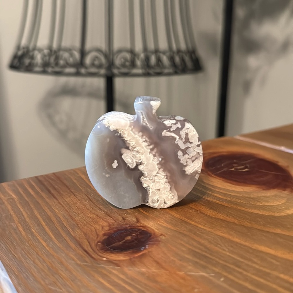 Druzy Agate Stone Carved Apple - Picture 3 of 4